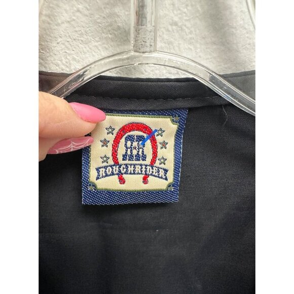 Vintage Roughrider Circle Black Long Sleeve Padded Hook Top Large Western Wear - Picture 4 of 5